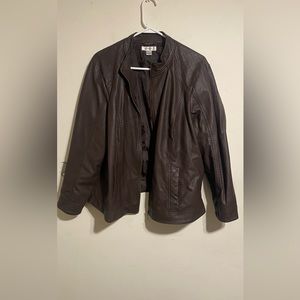 CJ Banks Brown Leather Jacket Sz 2x